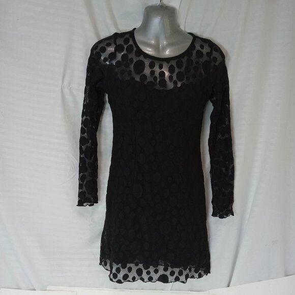 ASOS Women's Size 10 Dress Black Polka Dot Witchy Goth Y2K Stretchy Lace - Picture 1 of 8